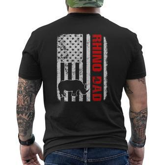 Rhino Dad American Flag Mens Back Print T-shirt | Mazezy