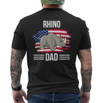 Rhinoceros Us Flag 4Th Of July Father's Day Rhino Dad Men's T-shirt Back Print - Monsterry UK