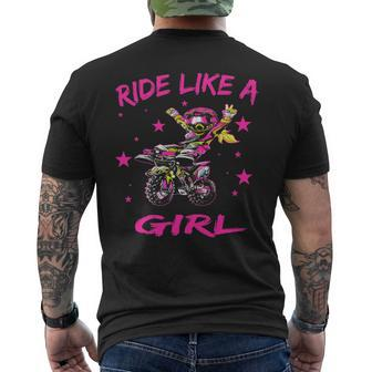Ride Like A Girl Cute Dirt Bike Motocross Men's T-shirt Back Print | Mazezy
