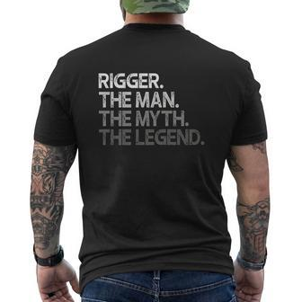 Rigger The Man Myth Legend Mens Back Print T-shirt - Thegiftio UK