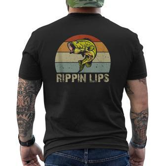 Rippin Lips Bass Fishing For Dad Father's Day Mens Back Print T-shirt | Mazezy