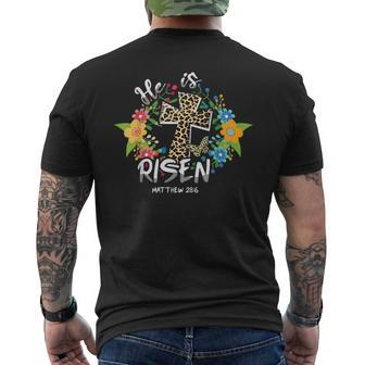 He Is Risen Bible Verse Colorful Easter Is About Jesus Men's T-shirt Back Print | Mazezy