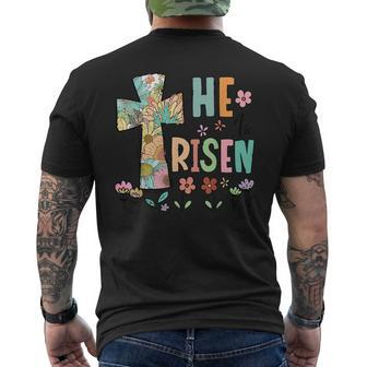 He Is Risen Easter Cute Christians Happy Easter Flowers Men's T-shirt Back Print - Monsterry DE