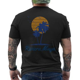 Riviera Maya Mexico Vacation Beach Palm Trees Souvenir Men's T-shirt Back Print - Monsterry AU