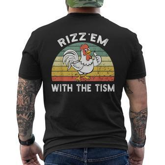 Rizz Em With The Tism Meme Retro Men's T-shirt Back Print - Monsterry DE