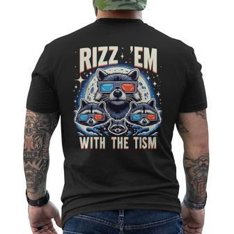 Rizz Em With The Tism Retro Vintage Raccoon Meme Autism Men's T-shirt Back Print - Monsterry UK