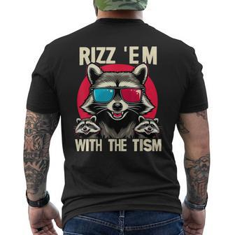 Rizz Em With The Tism Retro Vintage Raccoon Meme Men's T-shirt Back Print - Seseable