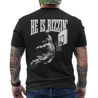 He Is Rizzin Jesus Basketball Meme Men's T-shirt Back Print - Seseable