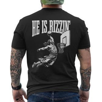 He Is Rizzin Jesus Basketball Meme Men's T-shirt Back Print - Thegiftio UK