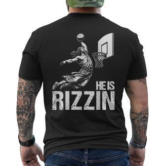 He Is Rizzin Jesus Playing Basketball Meme Men's T-shirt Back Print - Seseable