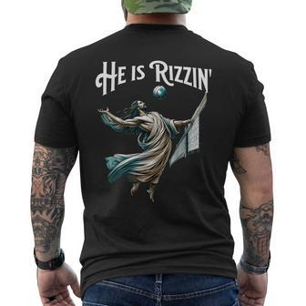 He Is Rizzin Jesus Playing Volleyball Sports Rizz Men's T-shirt Back Print - Monsterry UK