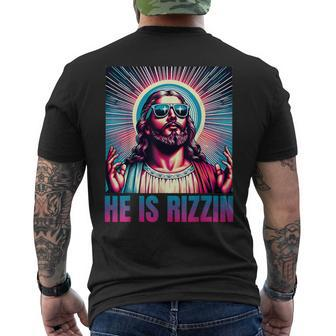 He Is Rizzin Jesus Is Rizzen Men's T-shirt Back Print - Seseable