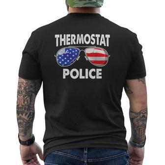Thermostat Police Usa Flag Sunglasses Father's Day Mens Back Print T-shirt | Mazezy