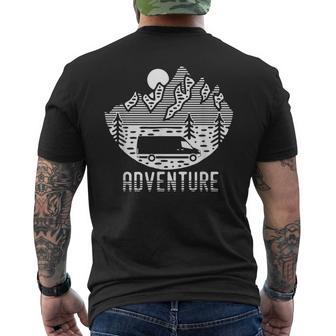 Road Trip Adventure Travel Mountain Trees Van Men's T-shirt Back Print - Monsterry