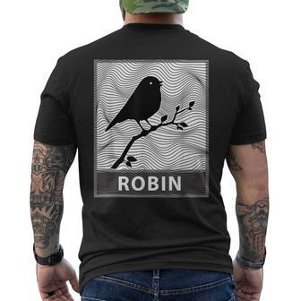 Robin Bird Branch Silhouette T Men's T-shirt Back Print - Monsterry CA