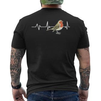 Robin Bird Heartbeat Robin Men's T-shirt Back Print - Monsterry
