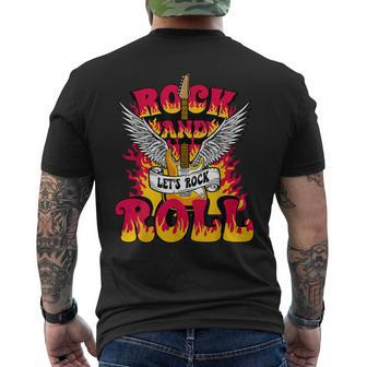 Rock & Roll Guitar Wings Music Concert Band Guitarist Men's T-shirt Back Print - Seseable