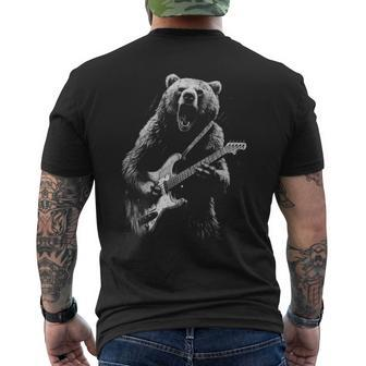 Rock Bear Playing Guitar Guitar Bear Music Men's T-shirt Back Print | Mazezy