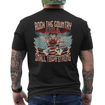 Rock The Country Music Small Town Strong America Flag Eagle Men's T-shirt Back Print | Mazezy UK