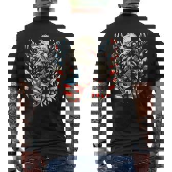 Rock 'N' Roll Eagle Emblema Patriótico Para Guitarra Camiseta Hombre Estampado Espalda - Regaloses