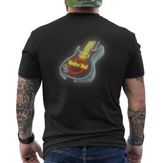 Rock N Roll Guitar T Neon Lights Men's T-shirt Back Print - Monsterry