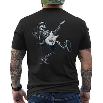 Rock And Roll Graphic Band Skeleton Playing Guitar Men's T-shirt Back Print - Monsterry DE