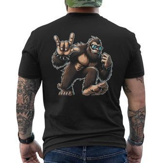 Rock And Roll Big Foot Dancing Sasquatch With Sunglass Men's T-shirt Back Print | Mazezy