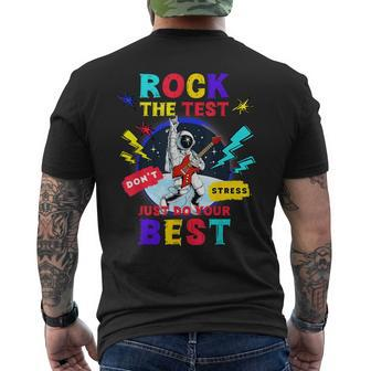 Rock The Test Dont Stress Testing Day 2024 Teachers Students Men's T-shirt Back Print | Mazezy UK