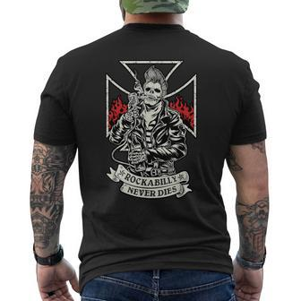 For Rockabillys Never Dies Hipster Skull Men's T-shirt Back Print - Monsterry