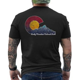 Rocky Mountain National Park Flag Inspired Scene Men's T-shirt Back Print - Monsterry DE