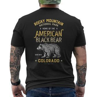 Rocky Mountain National Park Vintage Colorado Bear Men's T-shirt Back Print | Mazezy