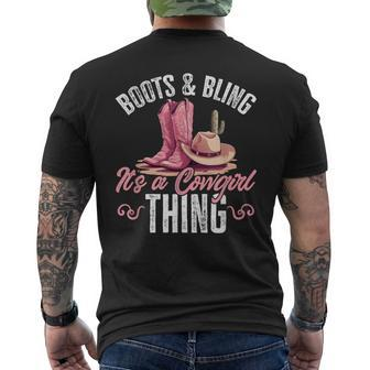 Rodeo Western Country Cowgirl Hat Boots & Bling Men's T-shirt Back Print - Monsterry UK