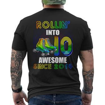 Roller Skating 10Th Birthday Boys Rollin 10 Awesome 2014 Men's T-shirt Back Print - Monsterry