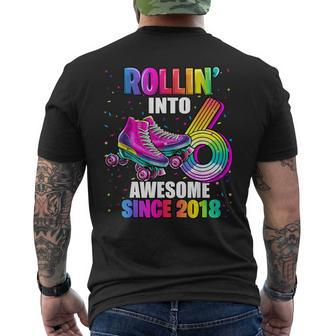 Roller Skating 6Th Birthday Girls Rollin Into 6 Awesome 2018 Men's T-shirt Back Print - Seseable
