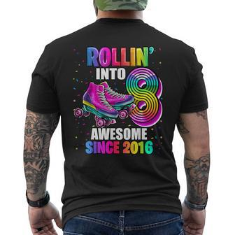 Roller Skating 8Th Birthday Girls Rollin Into 8 Awesome 2016 Men's T-shirt Back Print | Mazezy