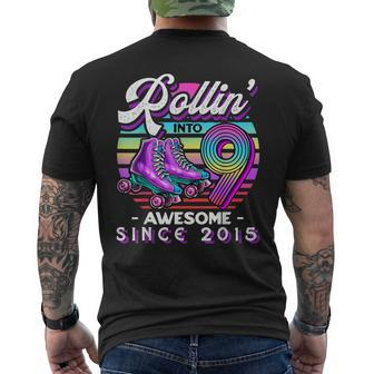 Roller Skating 9Th Birthday Girls Rollin Into 9 Awesome 2015 Men's T-shirt Back Print | Mazezy
