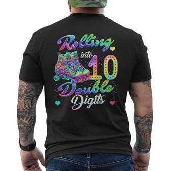 Rolling Into 10 Double Digits Roller Skates 10Th Birthday Men's T-shirt Back Print | Mazezy