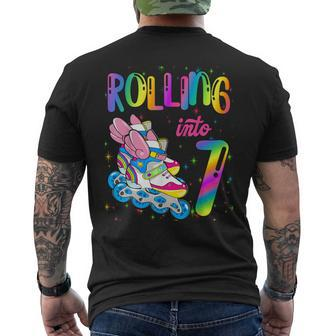 Rolling Into 7 Years Let's Roll I'm Turning 7 Roller Skate Men's T-shirt Back Print - Monsterry