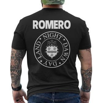 Romero Night Dawn Day Land Mens Back Print T-shirt - Thegiftio UK