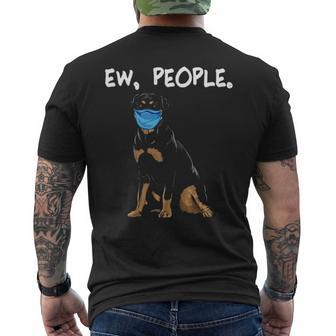 Rottweiler Ew People Dog Wearing Face Mask Men's T-shirt Back Print | Mazezy