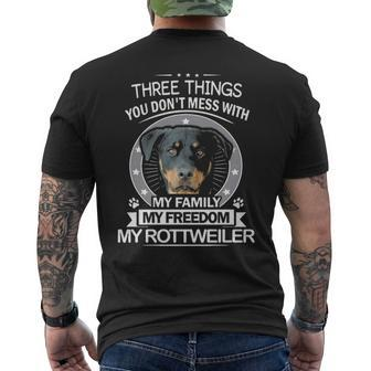 Rottweiler Three Things You Don't Mess With Men's T-shirt Back Print | Mazezy