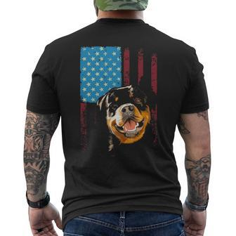 Rottweiler Usa American Flag Patriotic Dog Rottweiler Men's T-shirt Back Print | Mazezy