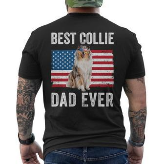 Rough Collie Dad American Flag Collie Dog Lover Owner Mens Back Print T-shirt - Thegiftio UK