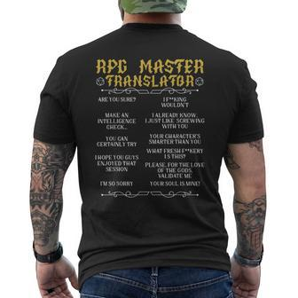 Rpg Master Translator D20 Tabletop Games Rpg Gamer Men's T-shirt Back Print - Seseable