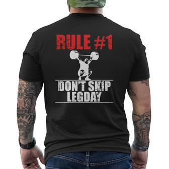 Rule 1 Don't Skip Leg Day Gym Collection Weightlifting Mens Back Print T-shirt | Mazezy