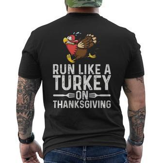 Run Like A Turkey Thanksgiving Runner Running Men's T-shirt Back Print | Mazezy
