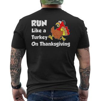 Run Like A Turkey On Thanksgiving Trot Men's T-shirt Back Print - Monsterry