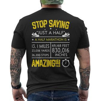 Running Stop Saying Amazing Men's T-shirt Back Print | Mazezy