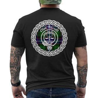 Russell Surname Last Name Scottish Clan Tartan Badge Crest Men's T-shirt Back Print - Seseable