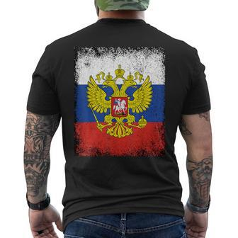 Russia Flag Russia Russian Federation Coat Of Arms Moscow Men's T-shirt Back Print - Monsterry AU
